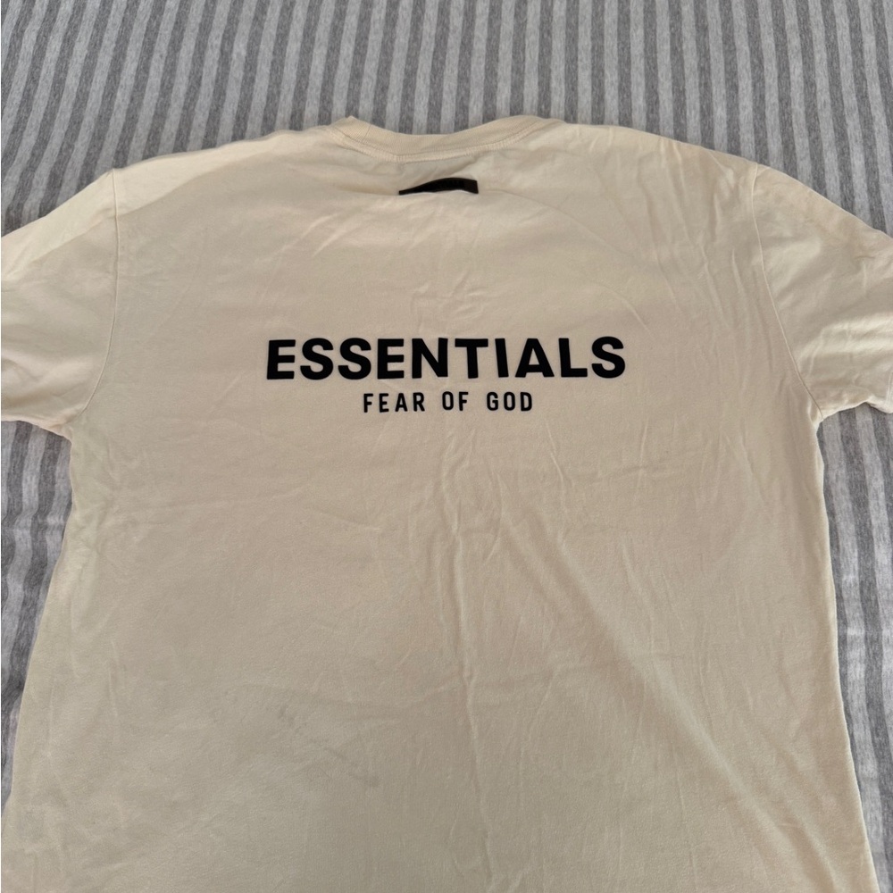 Essentials Fear of God Short Sleeve T-Shirt - Cream with Black Logo